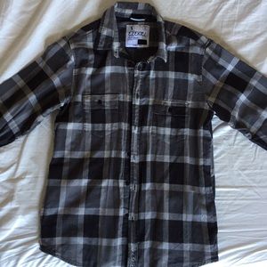 Black and grey plaid button down